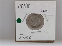 1958 90% Silver Roos Dime