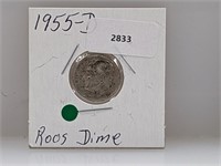 1955-D 90% Silver Roos Dime