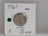 1961 90% Silver Roos Dime