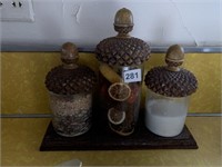 ACORN TOP CANISTER 3 PC. SET W/ HOLDER