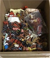 Plastic toys, box lot of plastic farm animals,