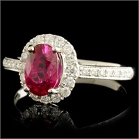 1.21ct Ruby & 0.29ctw Diamond Ring in 18K Gold