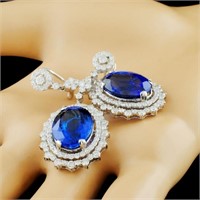 17.46ct Tanzanite & 3.89ctw Diam Earrings 18K Gold