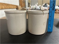 (2) Roseville Pottery 1 qt. High Jar Crocks