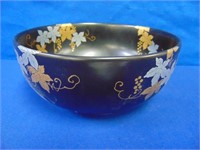 Hand Painted Oriental Black Pottery Bowl