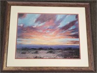 Signed artist litho 193/500 sunset- framed