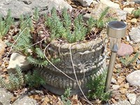 Pair of Heavy Concrete Round Planters