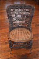 Wicker Chair with Oak Cane Bottom Seat