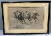 Old Horse Race/Equestrian Pastel JF Malupina