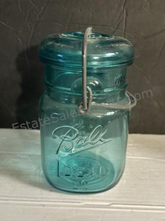 BALL IDEAL Blue Wire Mason Jar Glass Lid