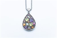 Sterling silver necklace with teardrop pendant