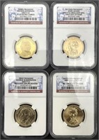 Four NGC Certified US Presidential Dollars