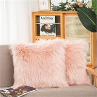 HYSEAS Set of 2 Decorative Faux Fur Throw Pillow