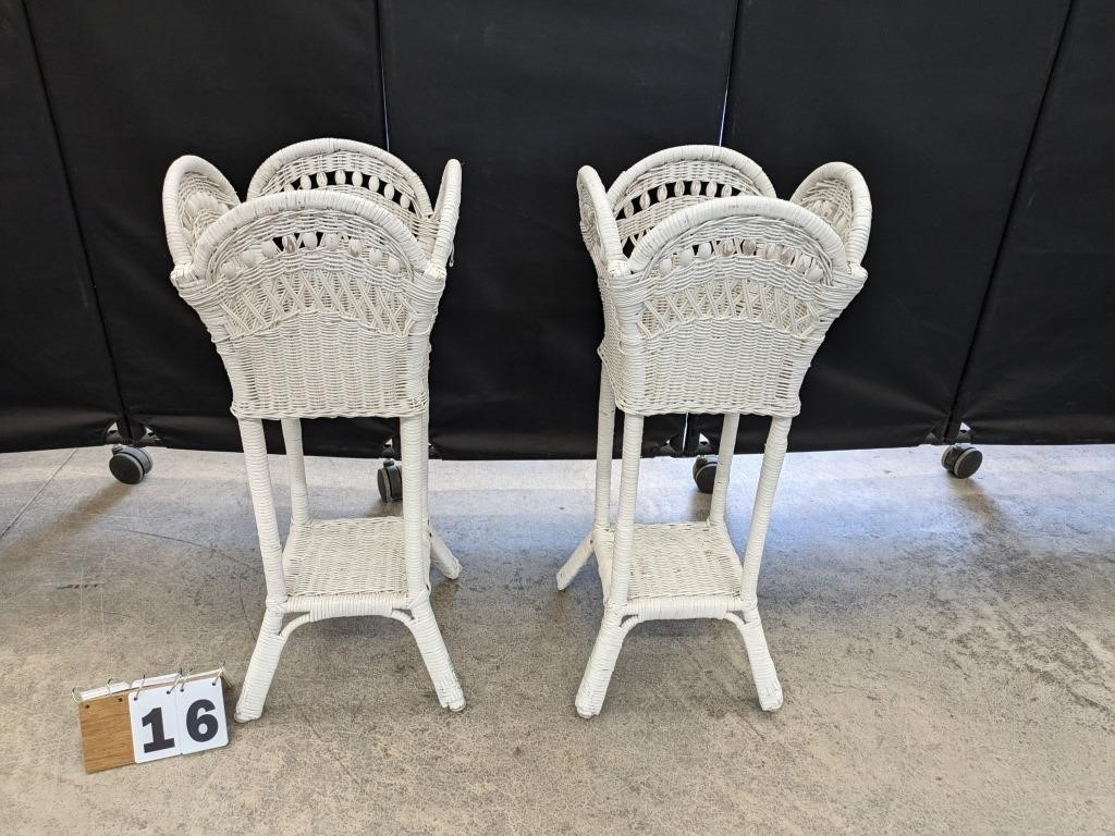 Pair Wicker Plant Stands