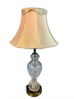 TALL CRYSTAL LAMP WITH BRASS BASE