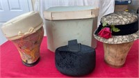 Vintage hats w hat box , (hat mold forms not