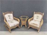 Rattan Style Rocking Chairs with Table