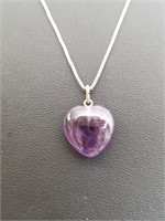 Silver Chain with Purple Heart Pendant