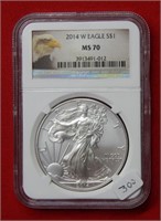2014 W American Eagle NGC MS70 1 Ounce Silver