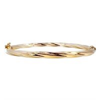 6.5" Hinged High Polish Bangle Bracelet 14k Gold