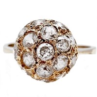 3/4 Carat White Diamante Domed Ring 14k Gold
