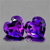Natural Purple Amethyst Heart Pair  [Flawless-VVS]