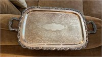 Lage silver plated 2 handle platter