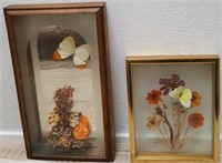 804 - FRAMED FLOWERS IN SHADOWBOXES ART