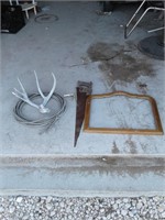 ROPE, SAW, DEER HORN AND MIRROR FRAME