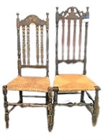 Two Antique High Back Chairs
