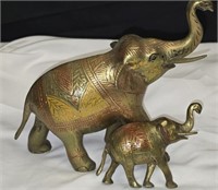 Pair of Decorative Brass Elephants