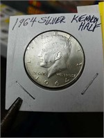 1964 silver Kennedy half dollar