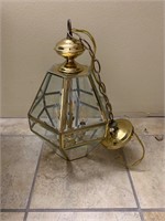 Brass & Glass Pendant Lamp 17"