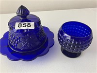 Cobalt Blue, covered butter & small bowl