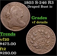 1803 S-246 R3 Draped Bust 1c Grades vf details
