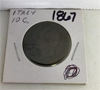 1867 Italy 10cent Coin
