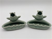 Chinese Porcelain Frog Toiletries Holders