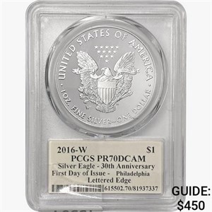 2016-W American 1oz Silver Eagle PCGS PR70 DCAM