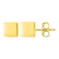 14k Gold Polished Cube Post Earrings