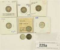 8 Mercury Dimes & 1 Roosevelt Silver Dime to incl: