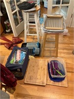 Stools, dishes,knives,cutting boards and others