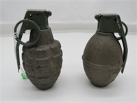Two Lifesize Cast Iron Hand Grenade Paperweights