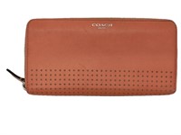 Orange Coach Zip Around Wallet