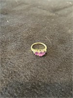 10K Yellow Gold Amethyst Ring with Side Stones,