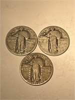 3 Standing Liberty Quarters: 1928, 1929D(2)
