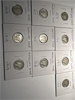10 Mercury Silver Dimes: All Pre-1920