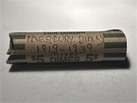 50 Mercury Silver Dimes: Mixed 1919-1939