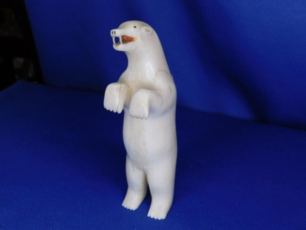Inuit Soapstone Carving - Standing Bear- 5" T