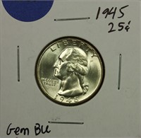 1945 Washington Quarter Gem BU