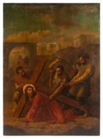 L. Chovet Station of the Cross Painting on Metal.